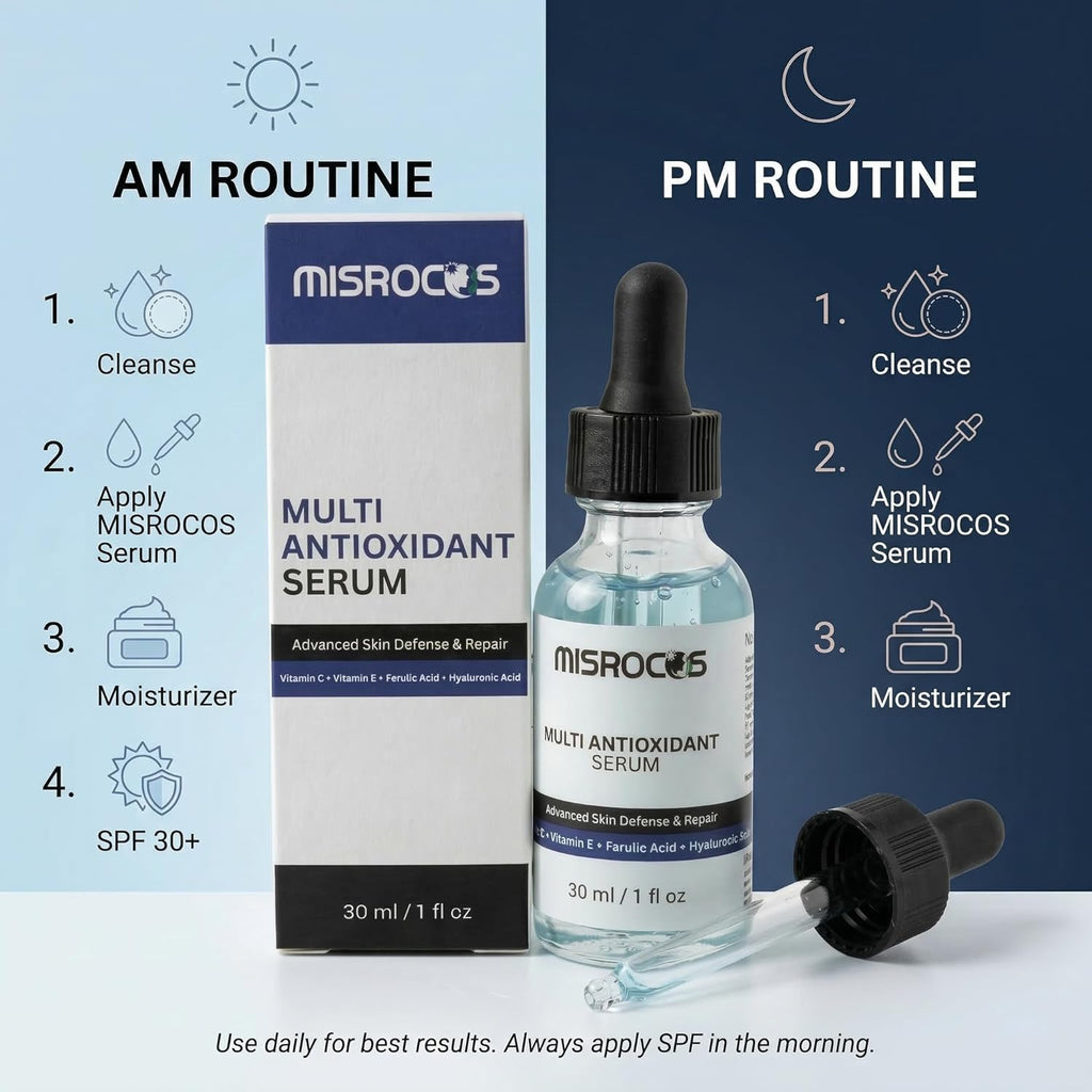 Multi Antioxidant Serum Vitamin C + E + Ferulic + Hyaluronic Acid (30ml)