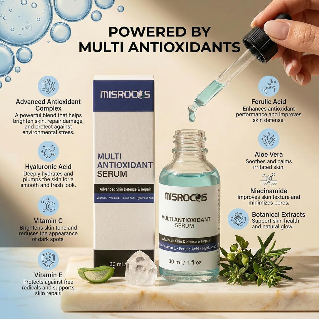 Multi Antioxidant Serum Vitamin C + E + Ferulic + Hyaluronic Acid (30ml)