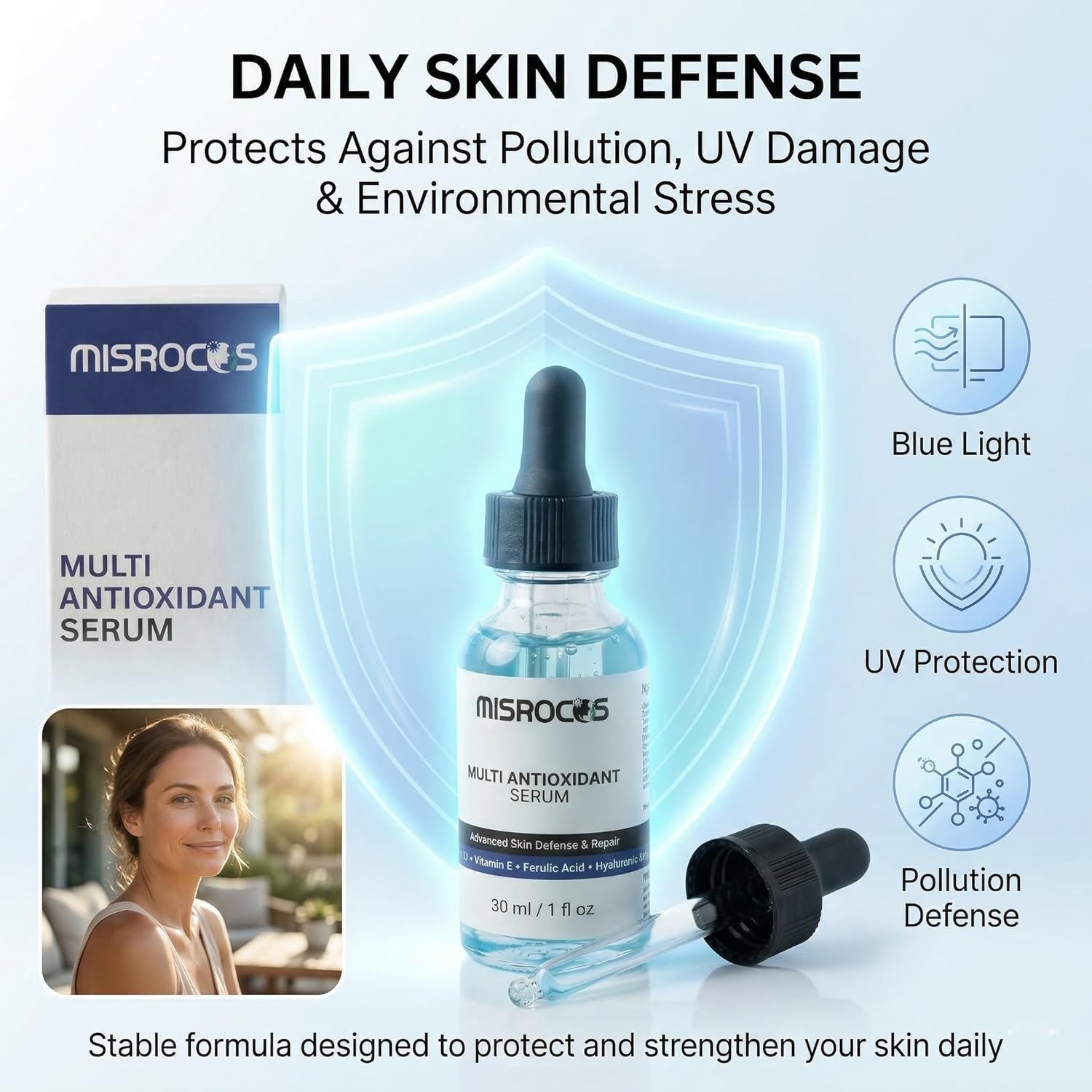 Multi Antioxidant Serum Vitamin C + E + Ferulic + Hyaluronic Acid (30ml)