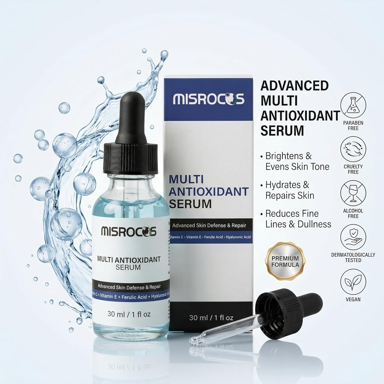 Multi Antioxidant Serum Vitamin C + E + Ferulic + Hyaluronic Acid (30ml)